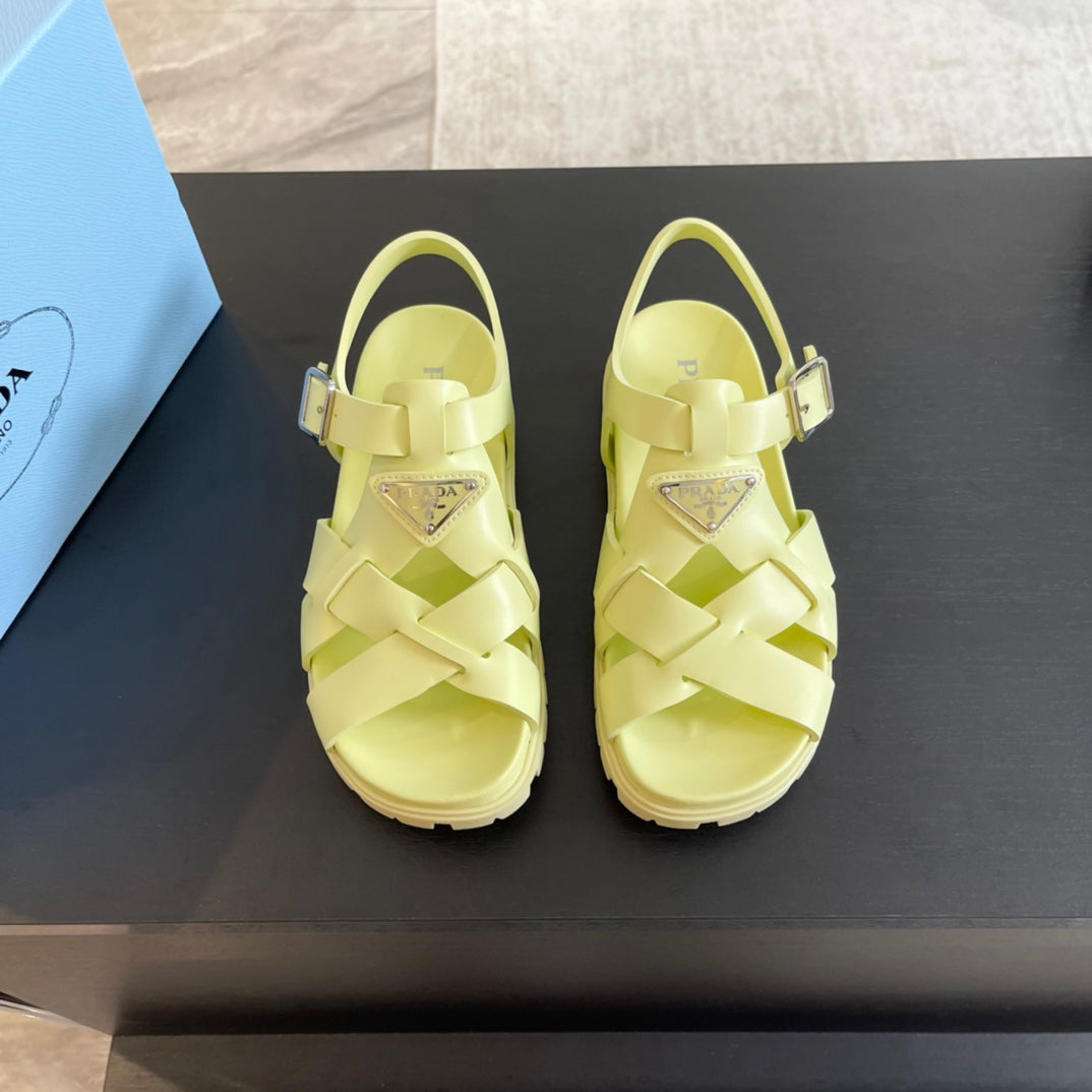 PRA CRISSCROSS RUBBER SANDALS LIME CALFSKIN