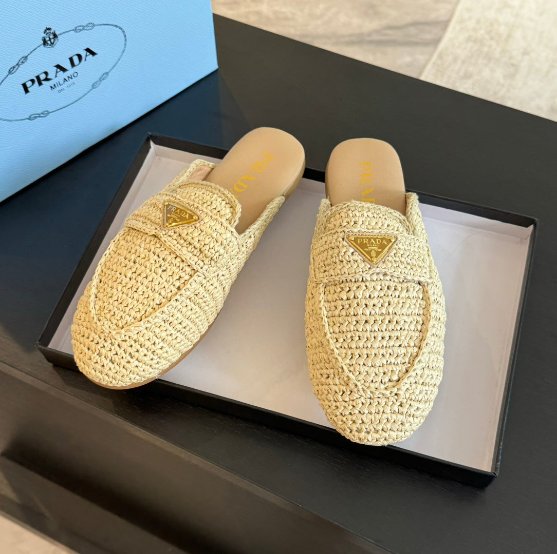 PRA CROCHET SPECIAL MULES BEIGE LAMBSKIN