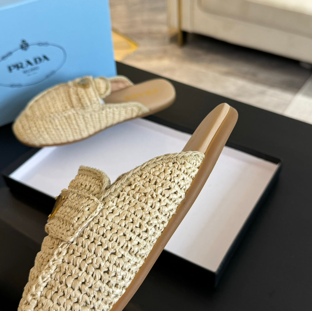 PRA CROCHET SPECIAL MULES BEIGE LAMBSKIN