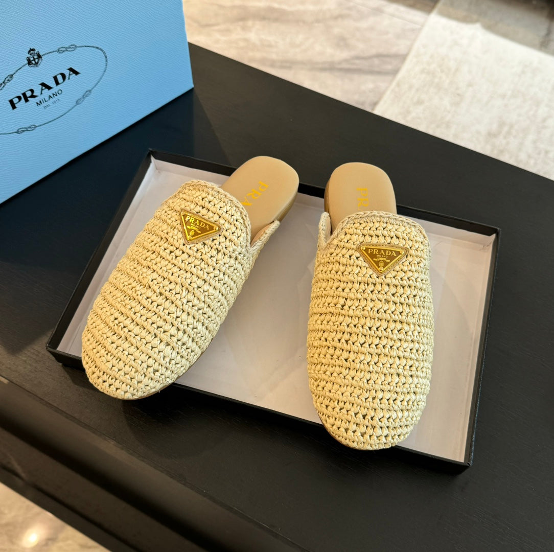 PRA CROCHET MULES BEIGE LAMBSKIN