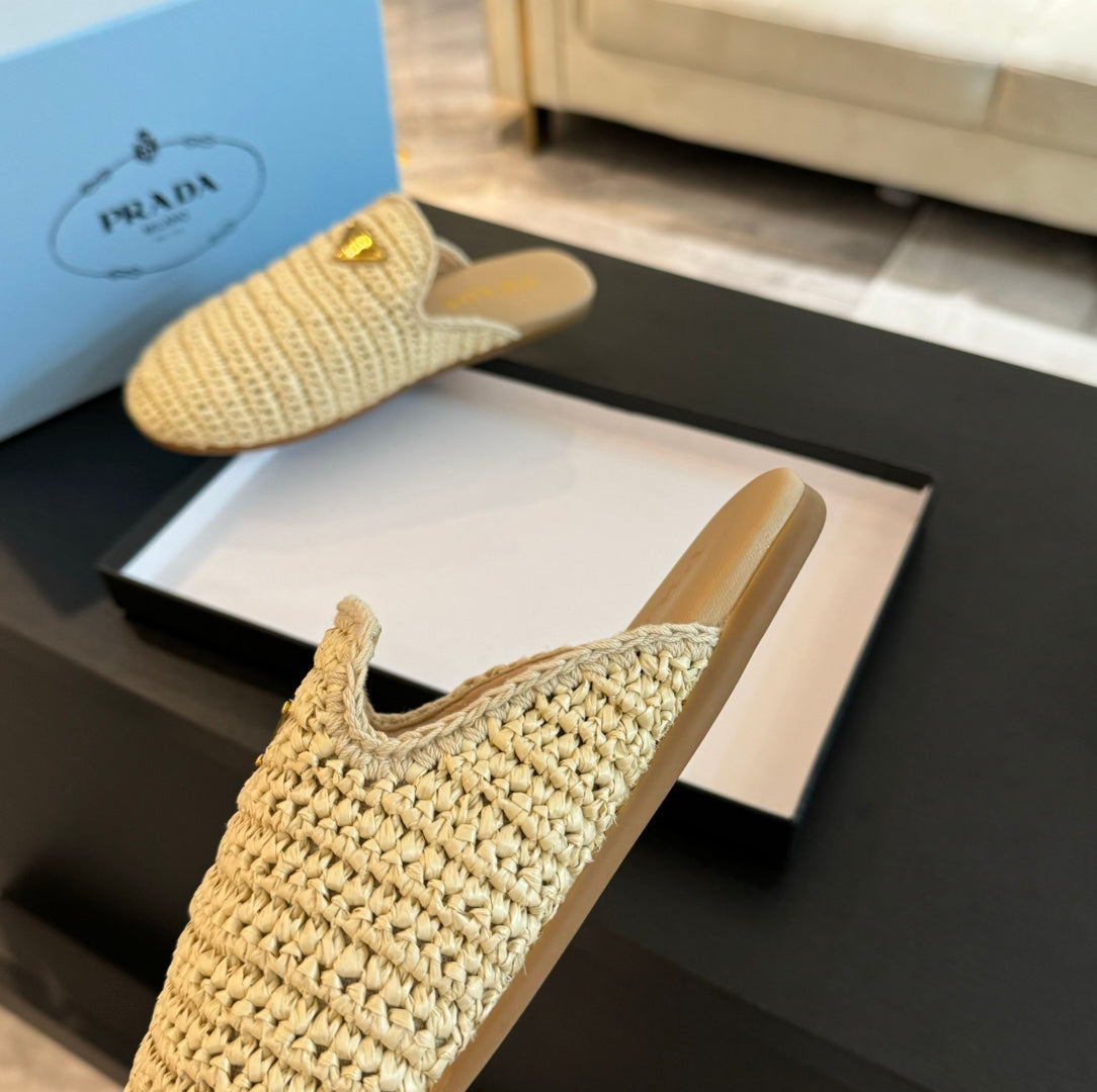 PRA CROCHET MULES BEIGE LAMBSKIN