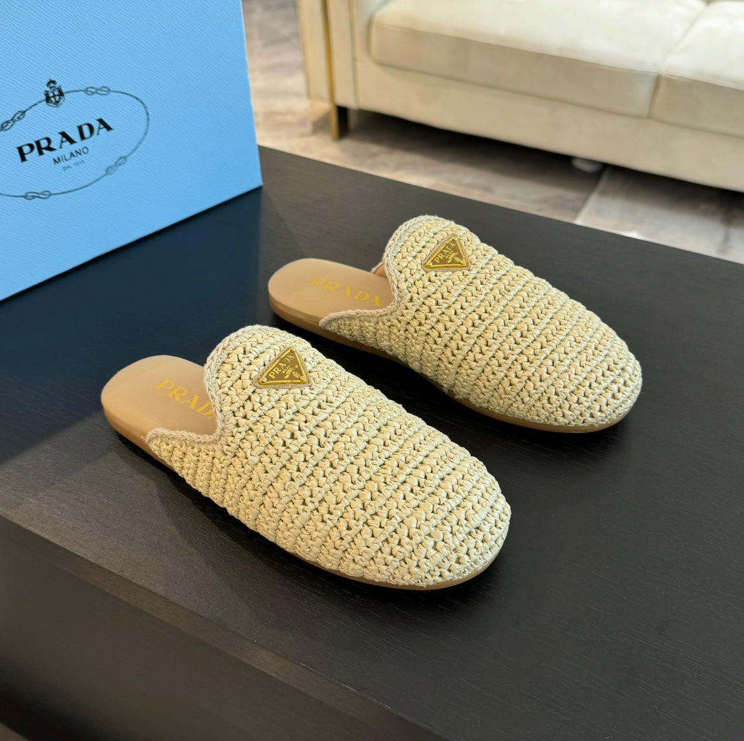 PRA CROCHET MULES BEIGE LAMBSKIN