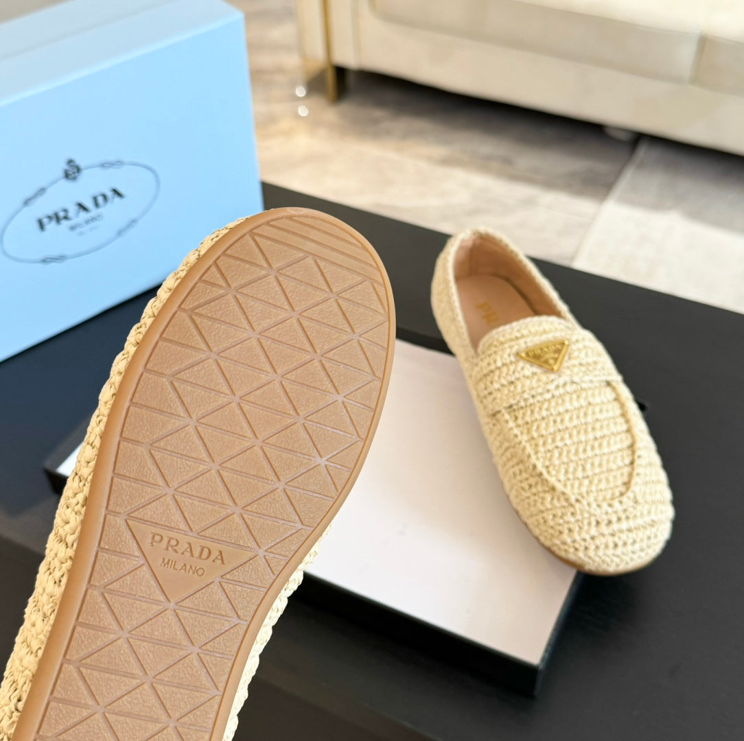 PRA CROCHET LOAFERS PASTEL YELLOW CALFSKIN