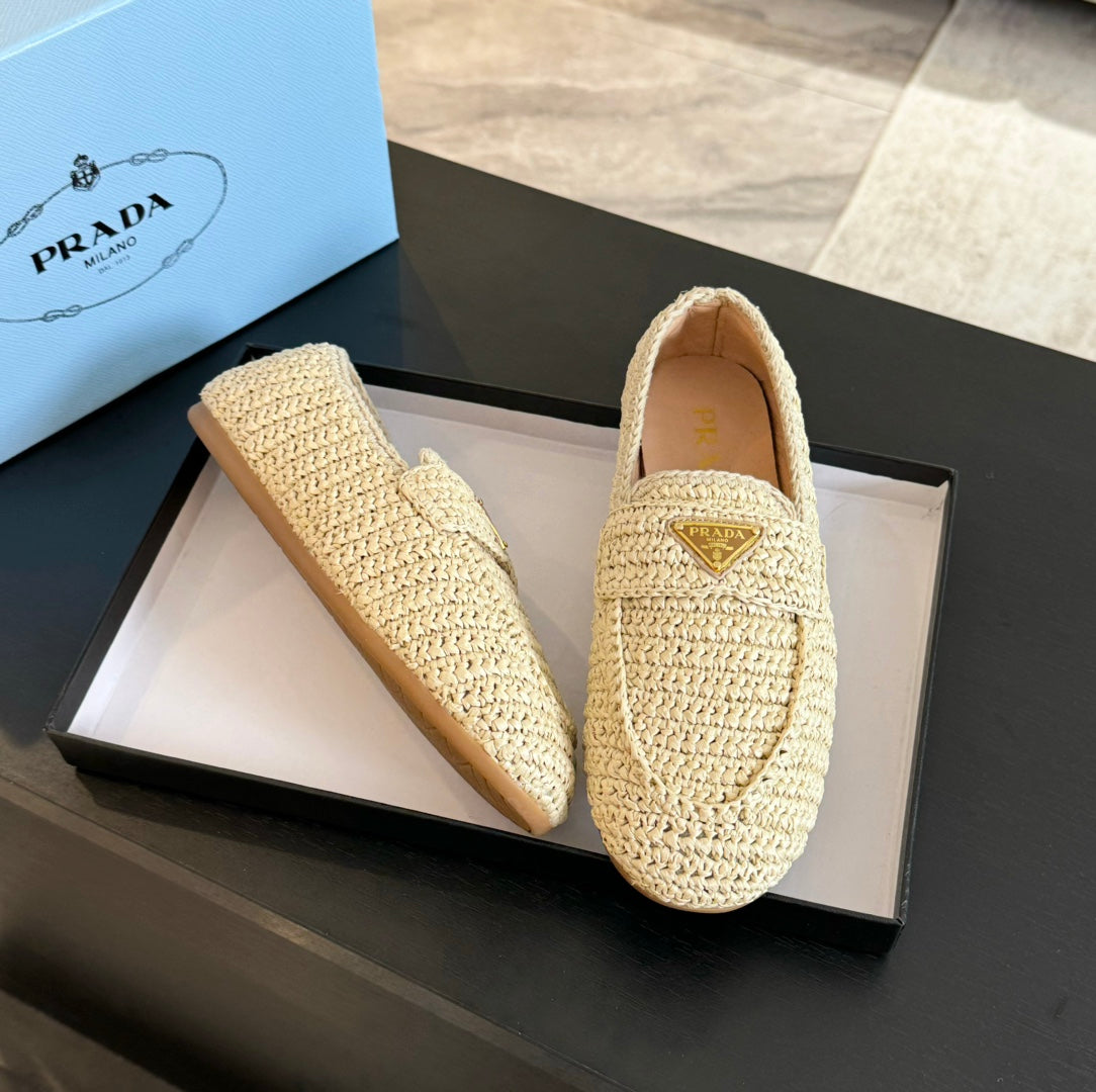 PRA CROCHET LOAFERS PASTEL YELLOW CALFSKIN