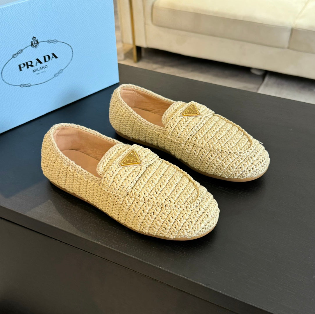 PRA CROCHET LOAFERS PASTEL YELLOW CALFSKIN