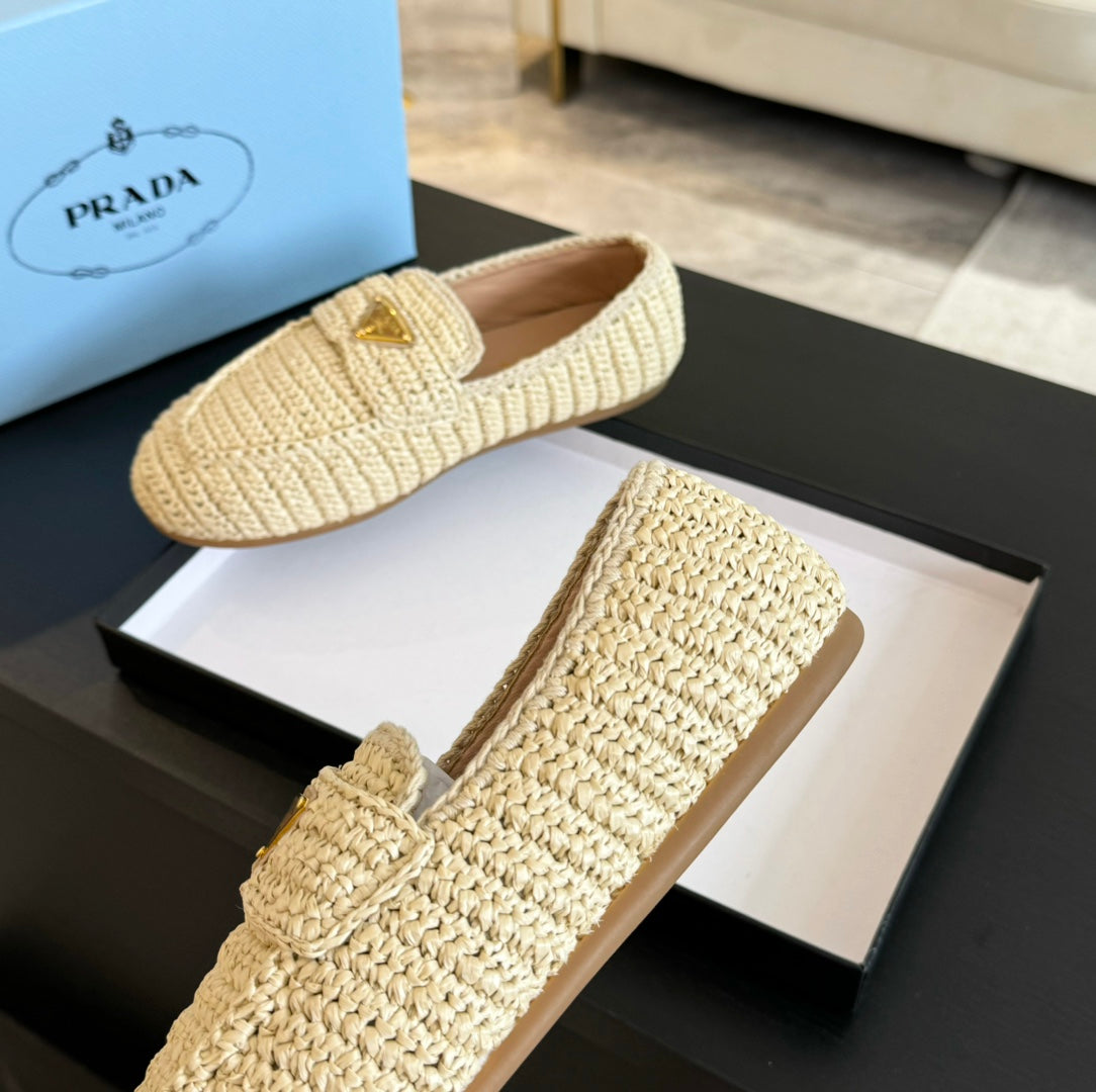 PRA CROCHET LOAFERS PASTEL YELLOW CALFSKIN