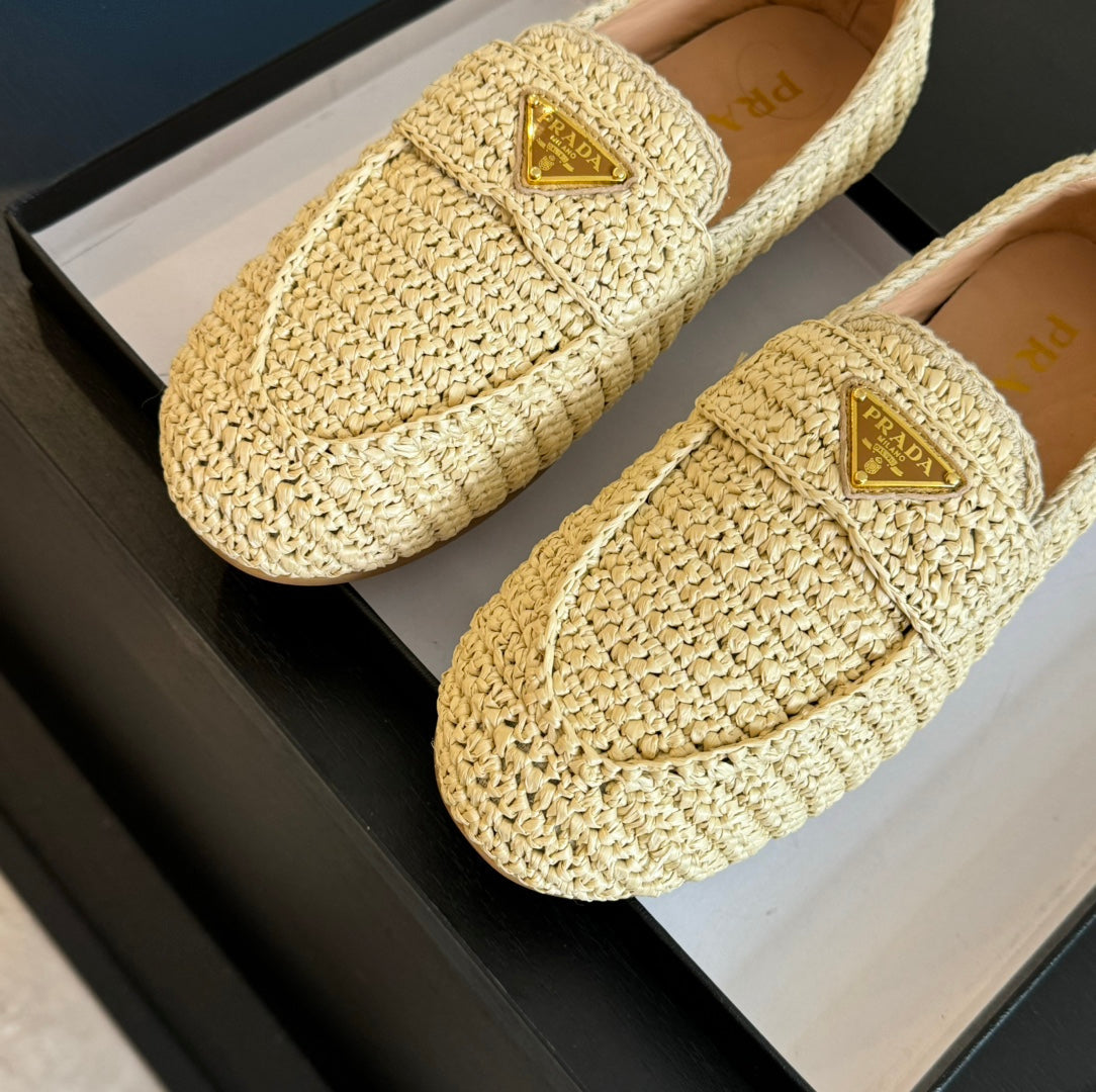 PRA CROCHET LOAFERS PASTEL YELLOW CALFSKIN