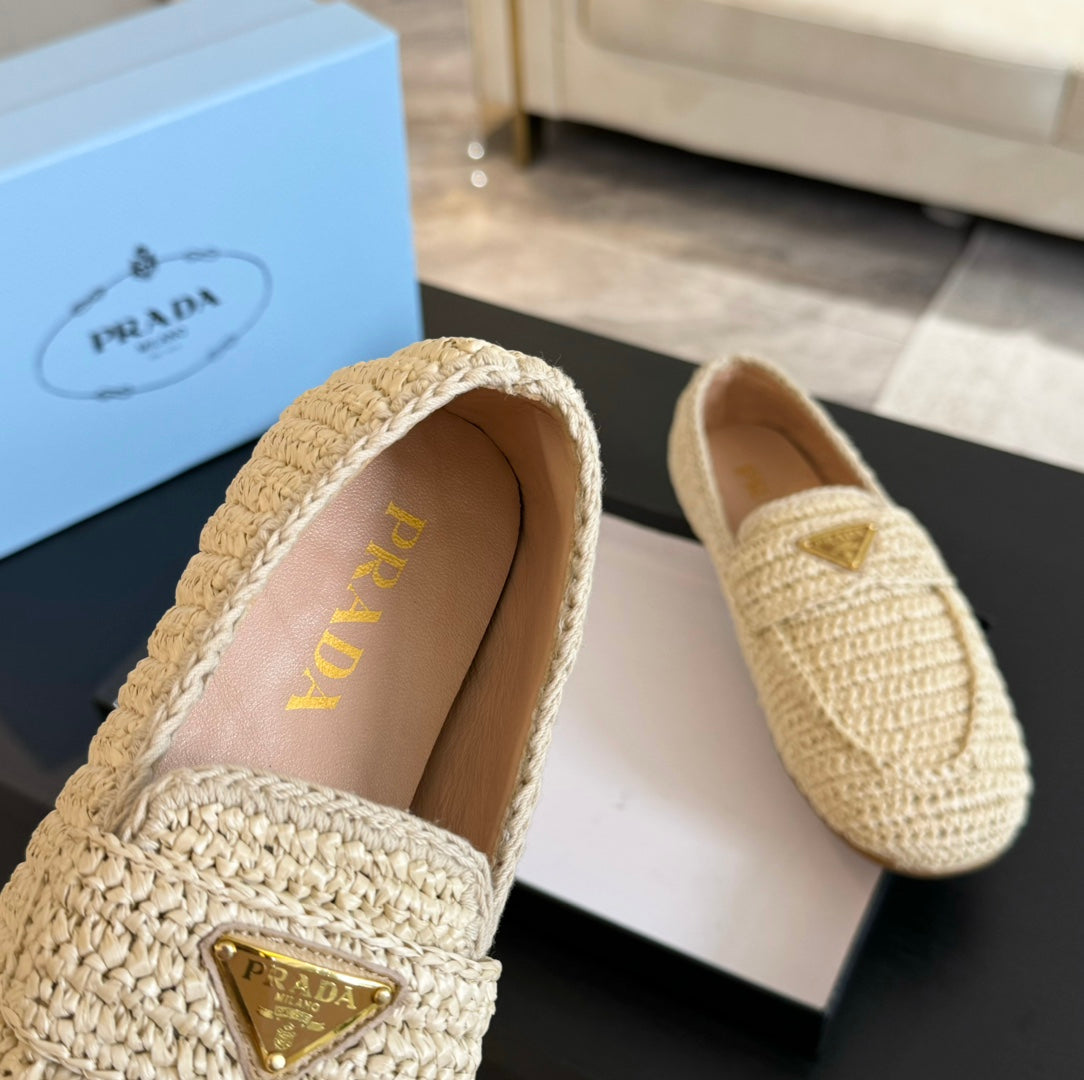 PRA CROCHET LOAFERS PASTEL YELLOW CALFSKIN