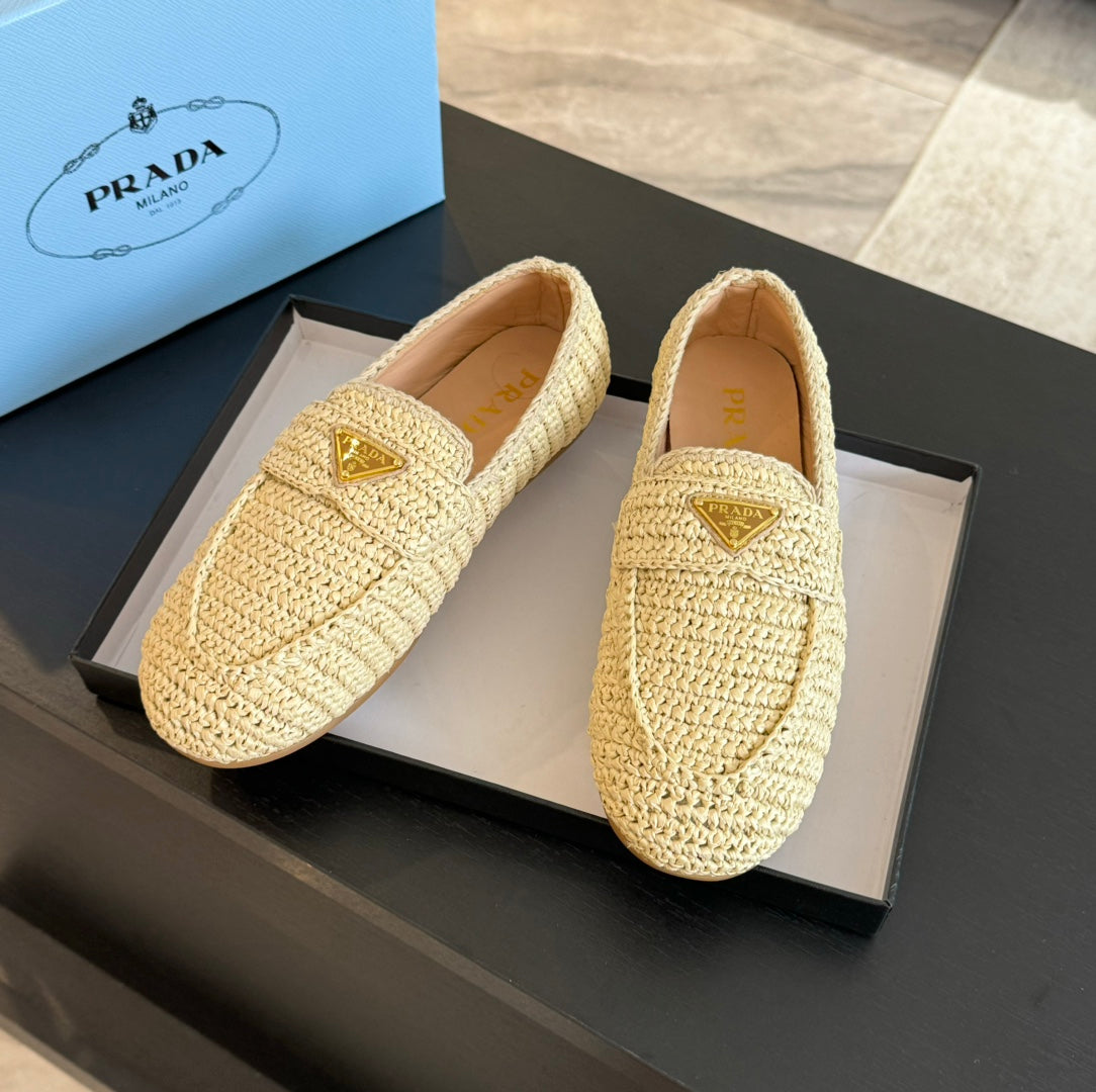 PRA CROCHET LOAFERS PASTEL YELLOW CALFSKIN