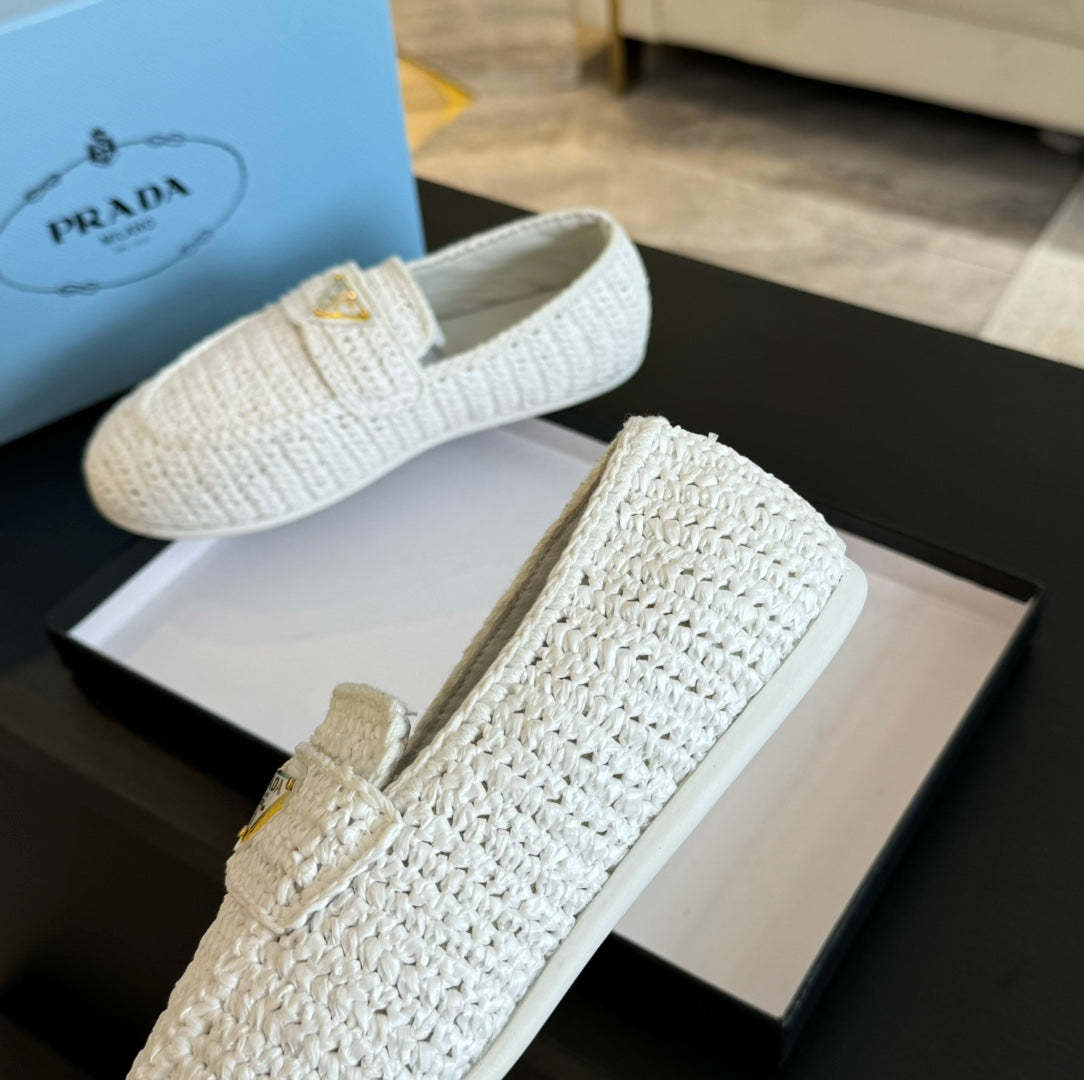 PRA CROCHET LOAFERS WHITE CALFSKIN