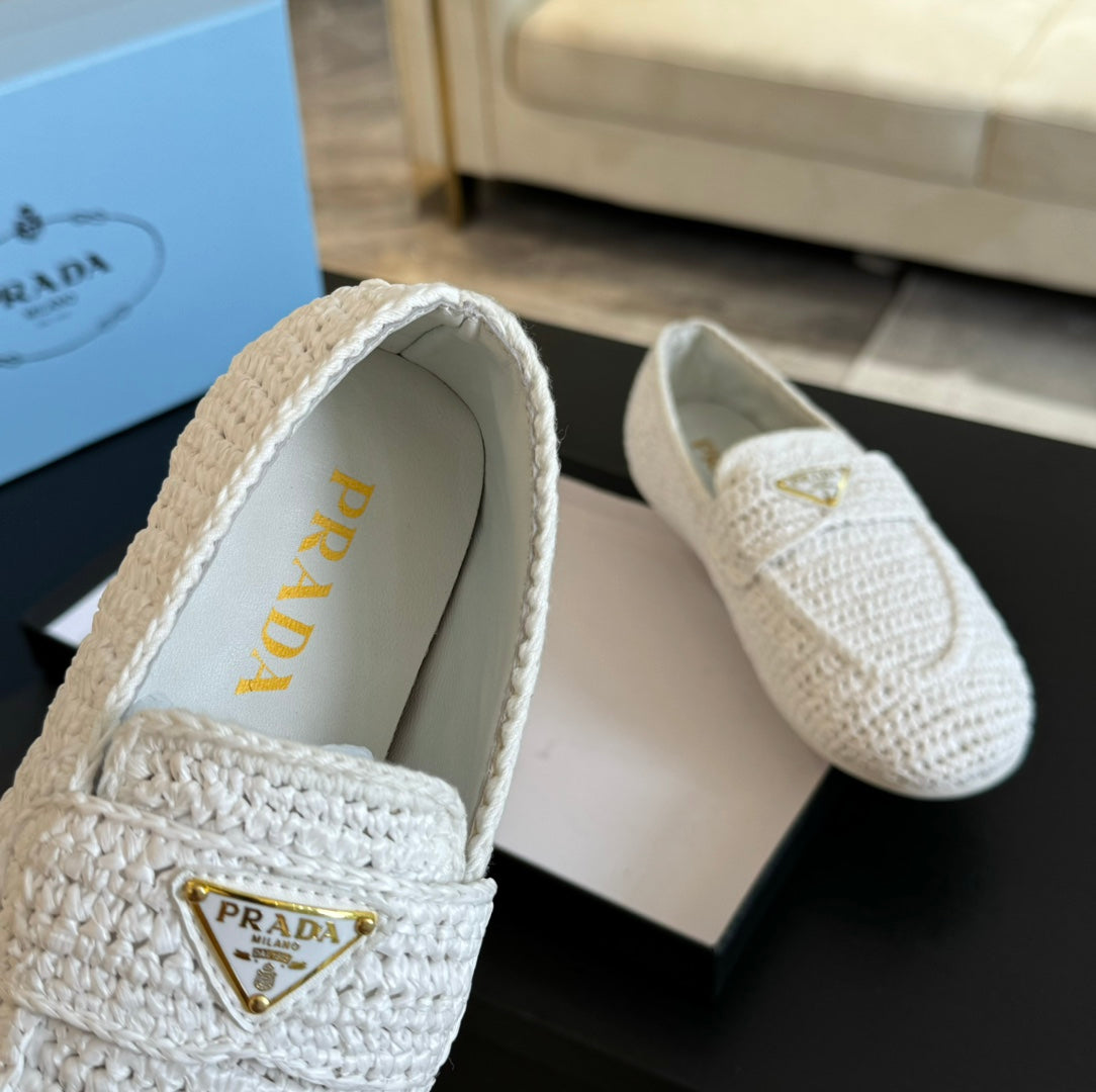 PRA CROCHET LOAFERS WHITE CALFSKIN