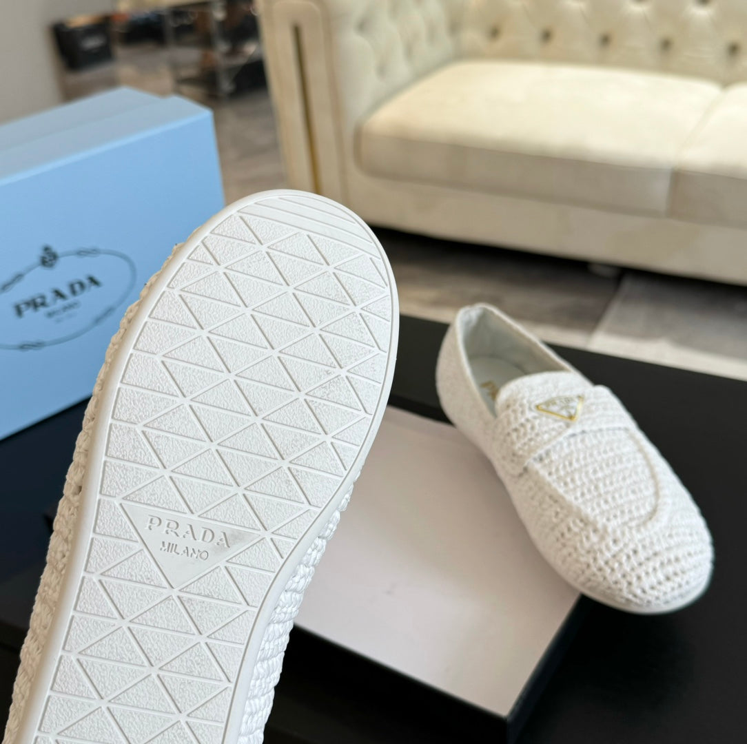 PRA CROCHET LOAFERS WHITE CALFSKIN