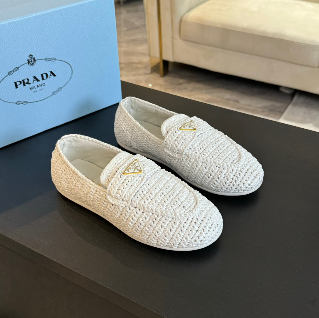 PRA CROCHET LOAFERS WHITE CALFSKIN