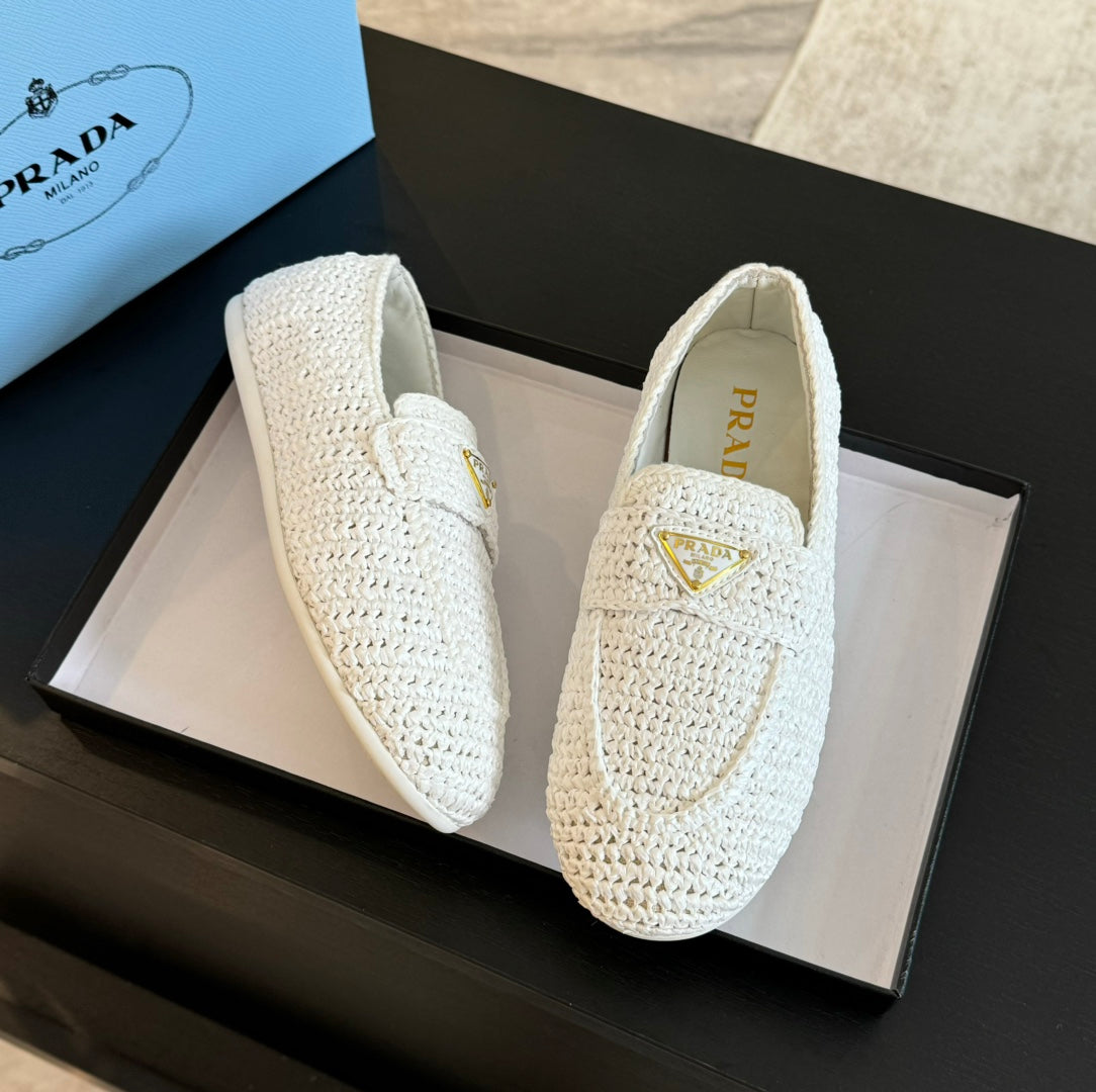 PRA CROCHET LOAFERS WHITE CALFSKIN