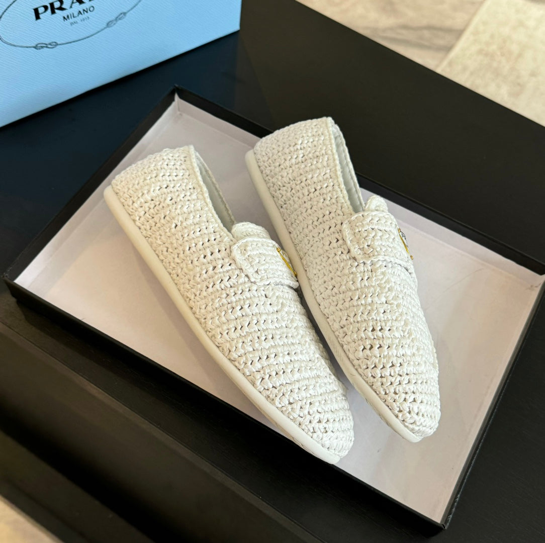 PRA CROCHET LOAFERS WHITE CALFSKIN