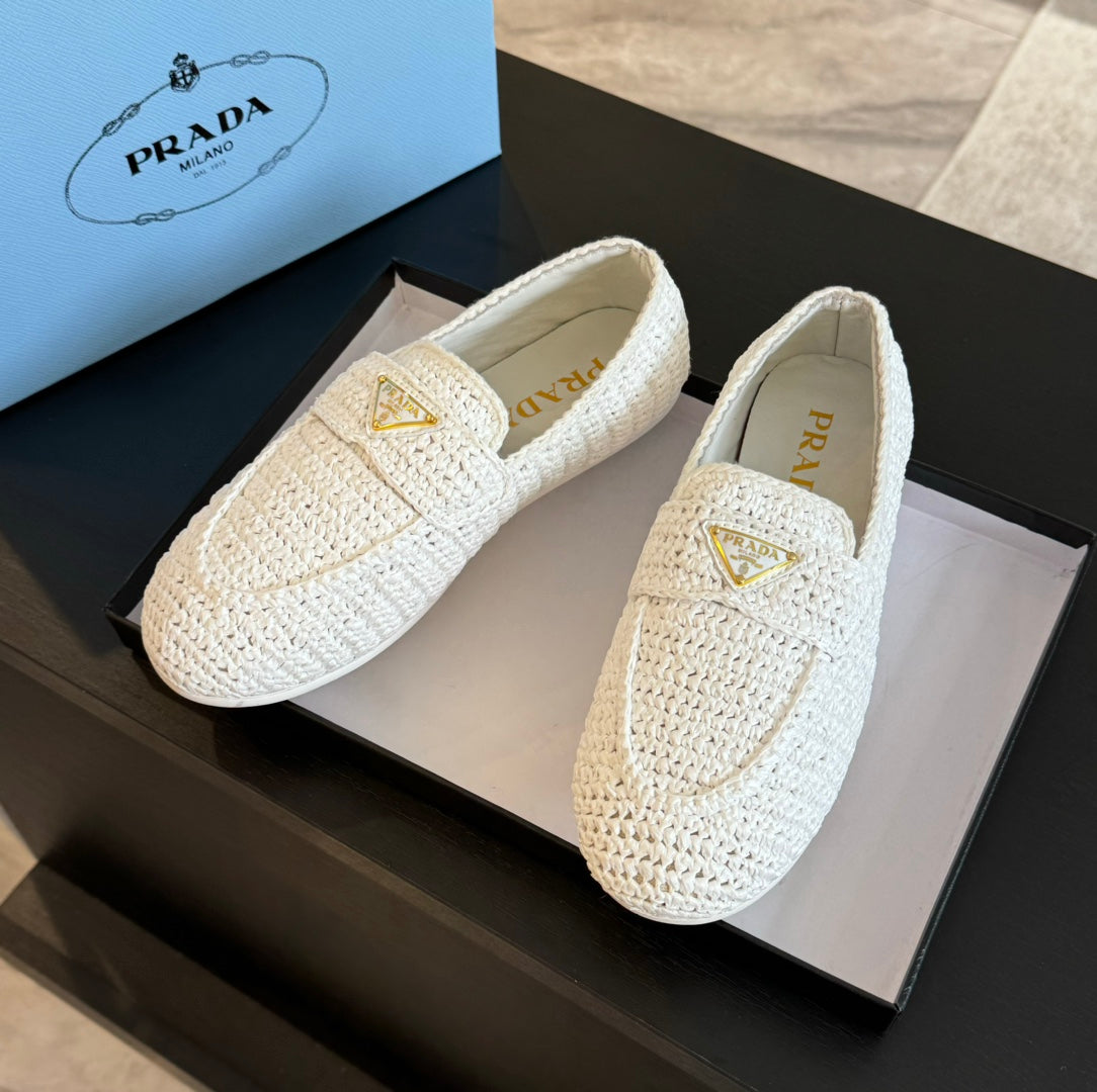 PRA CROCHET LOAFERS WHITE CALFSKIN