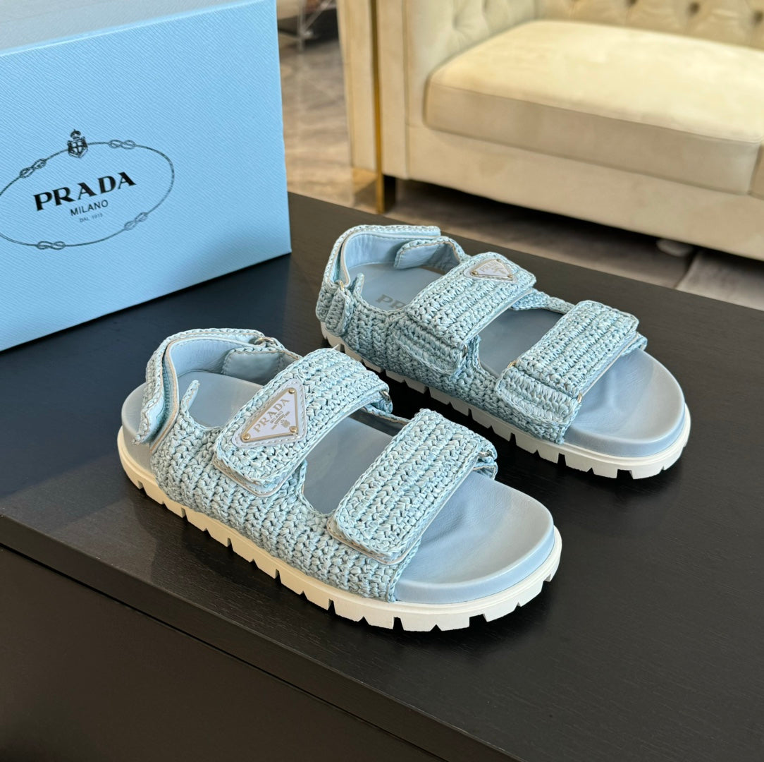 PRA CROCHET SANDALS SKY CALFSKIN