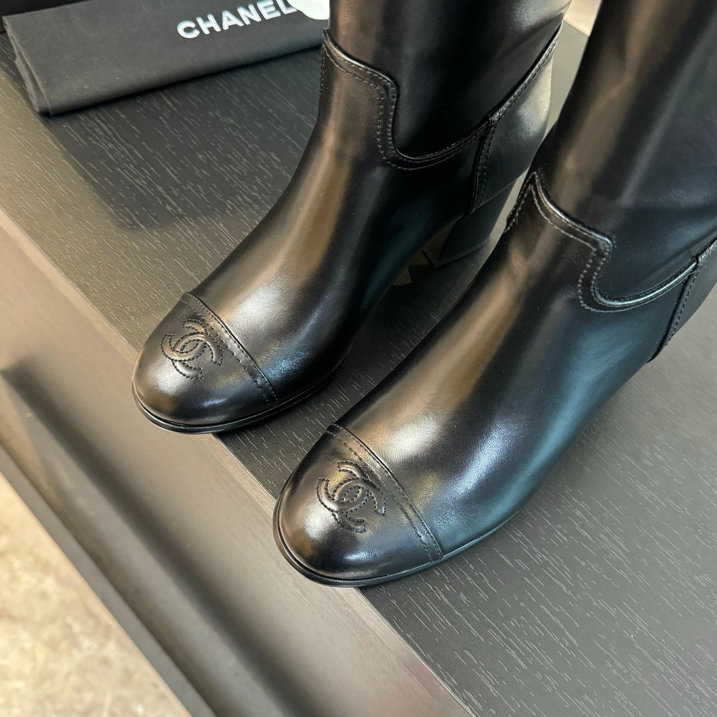 CC High Boots 75mm Black Cowhide