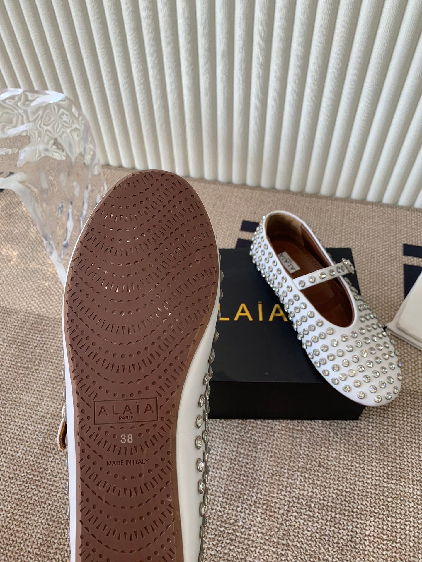 ballet flat in strass white lambskin