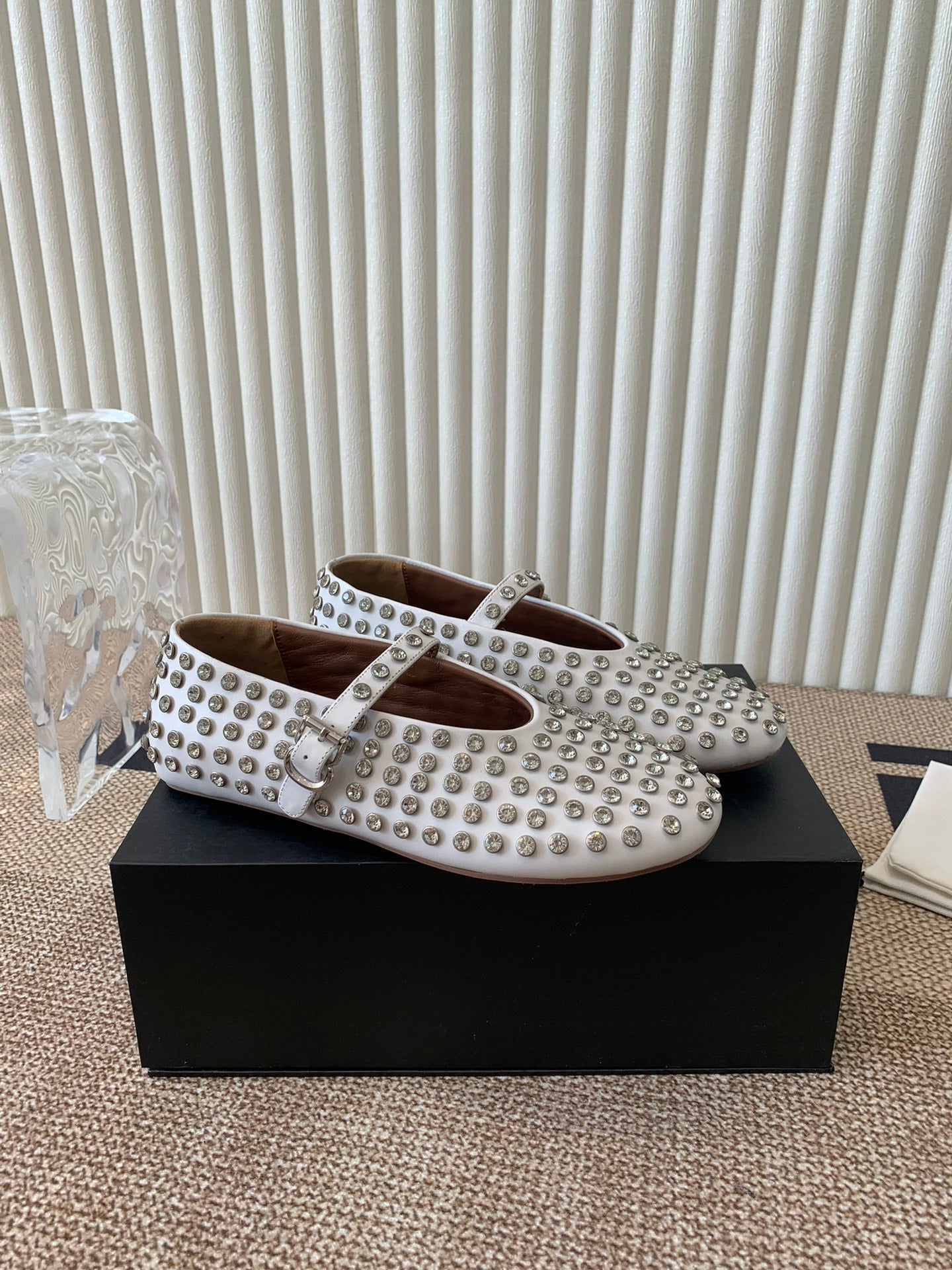 ballet flat in strass white lambskin