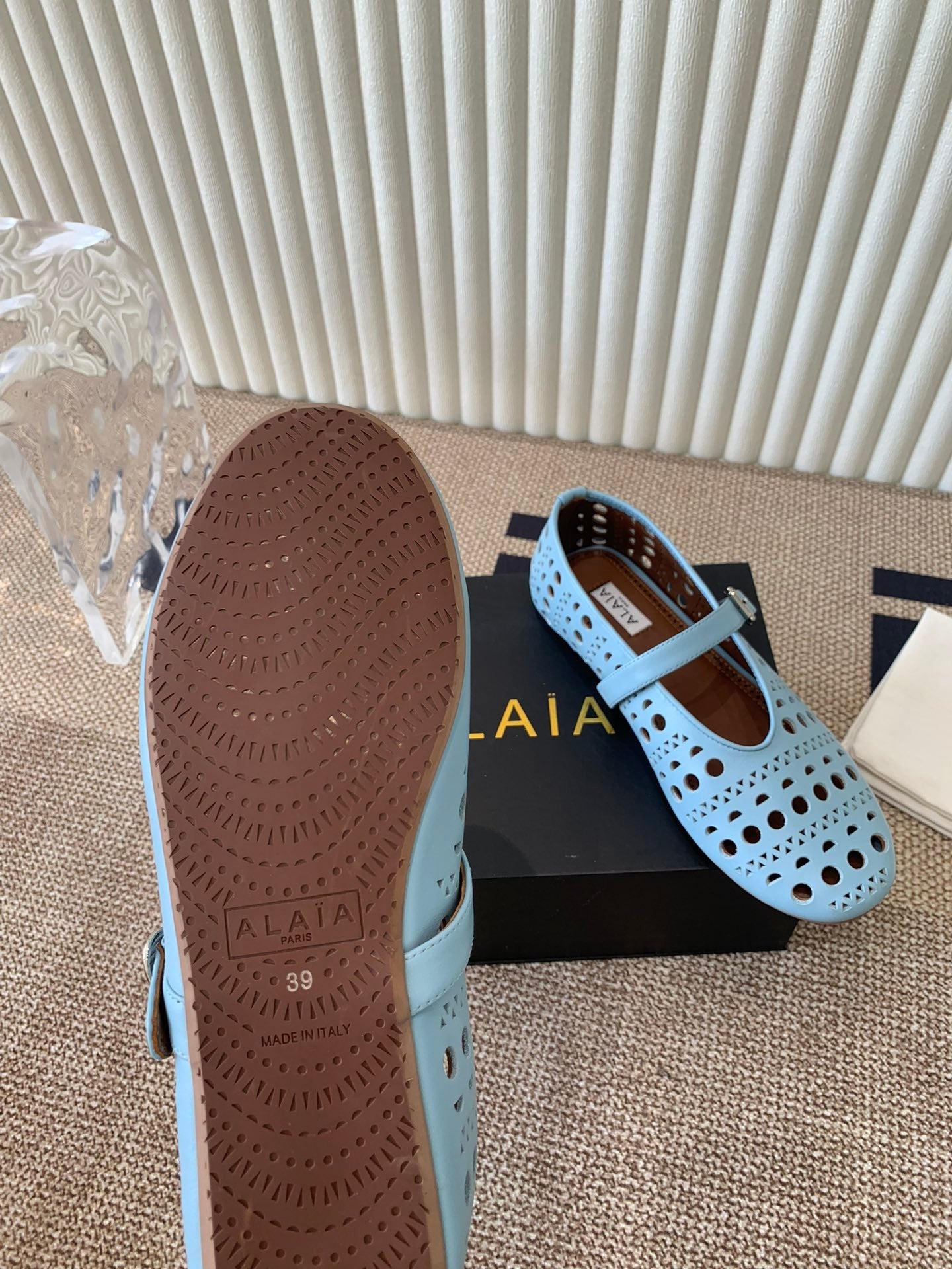 ballet flat in vienne turquoise blue lambskin