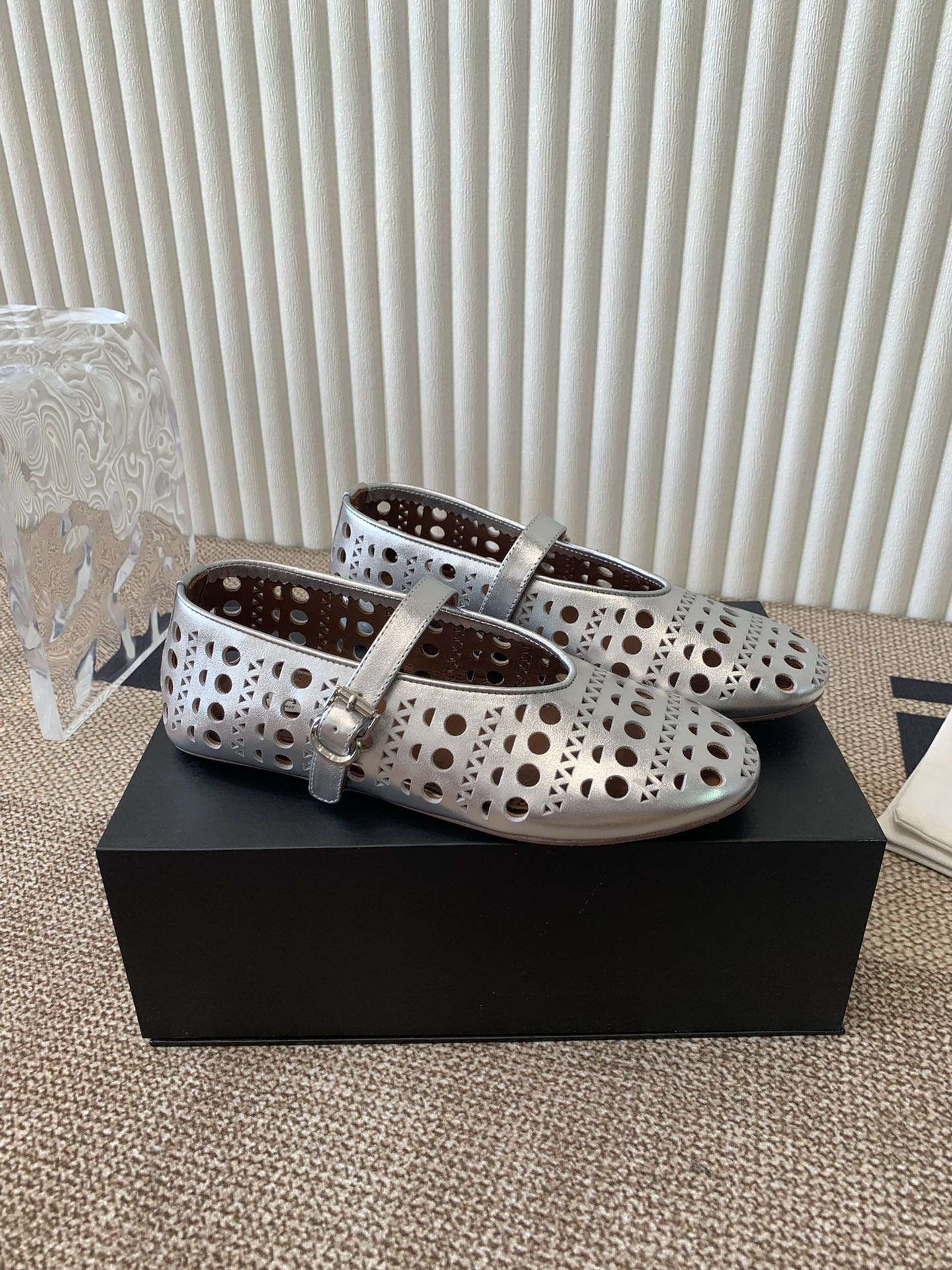 ballet flat in vienne silver metalic lambskin