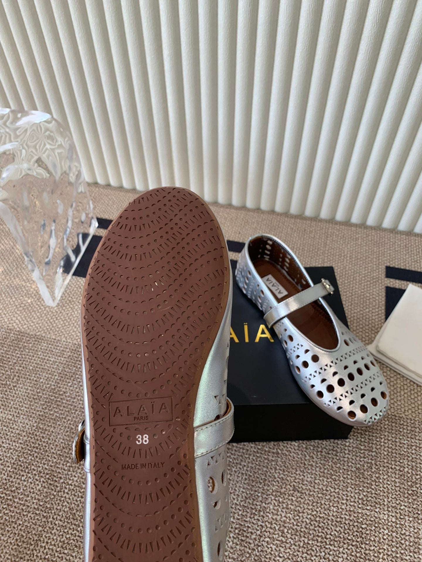 ballet flat in vienne silver metalic lambskin