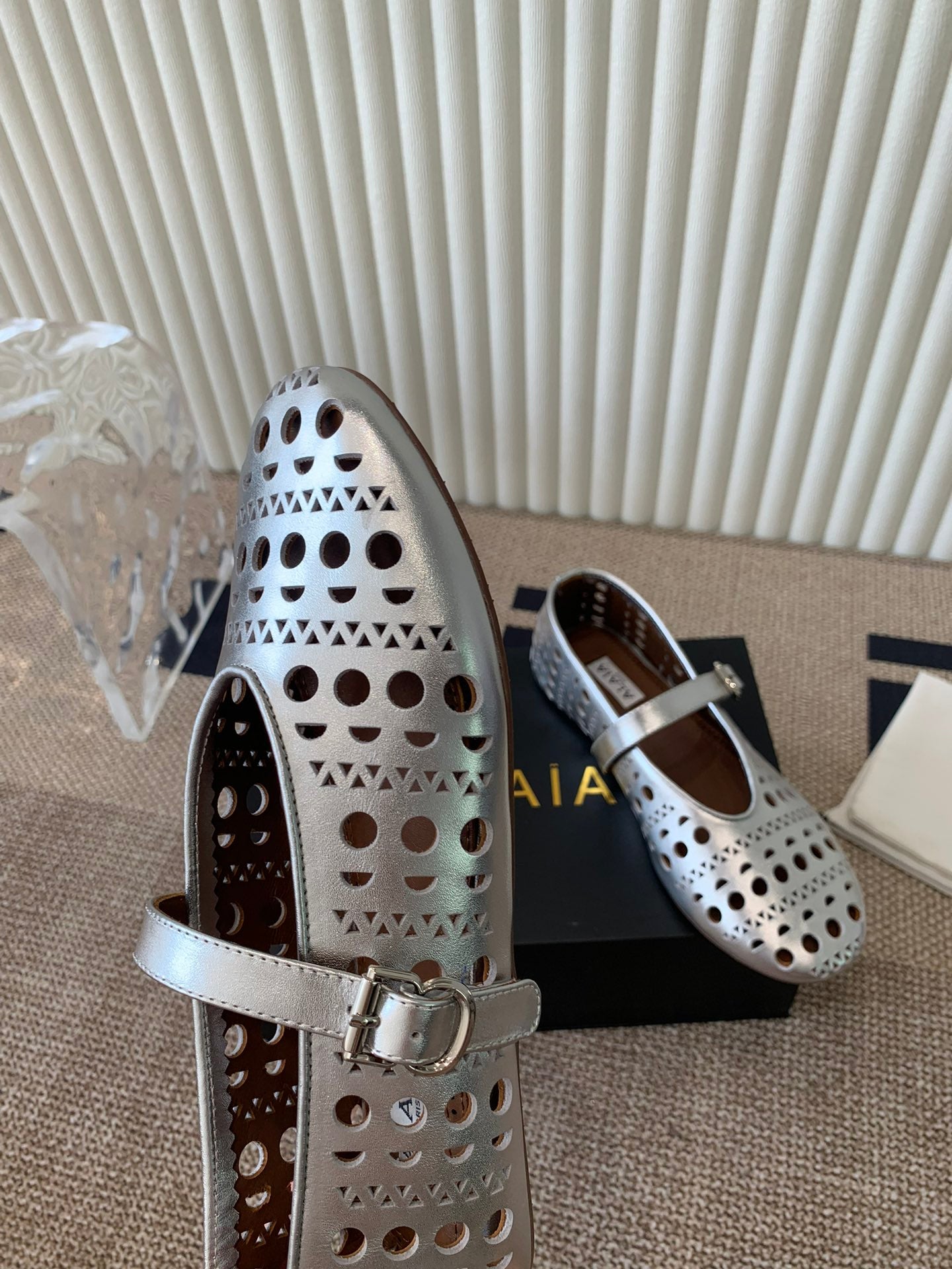 ballet flat in vienne silver metalic lambskin