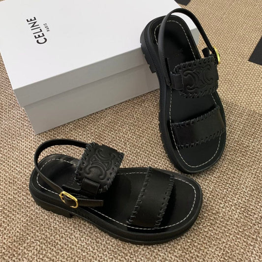 ROMAN SANDAL IN BLACK CALFSKIN