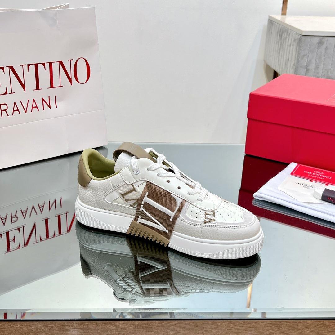 valenti low top vl7n white brown calfskin brown canvas