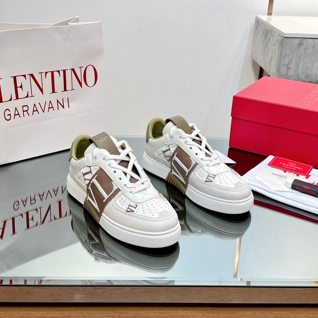 valenti low top vl7n white brown calfskin brown canvas