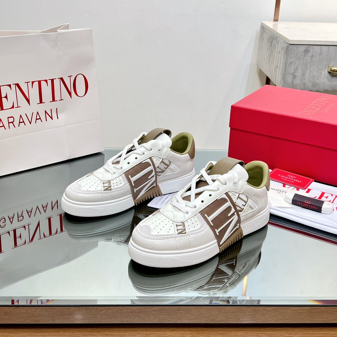 valenti low top vl7n white brown calfskin brown canvas