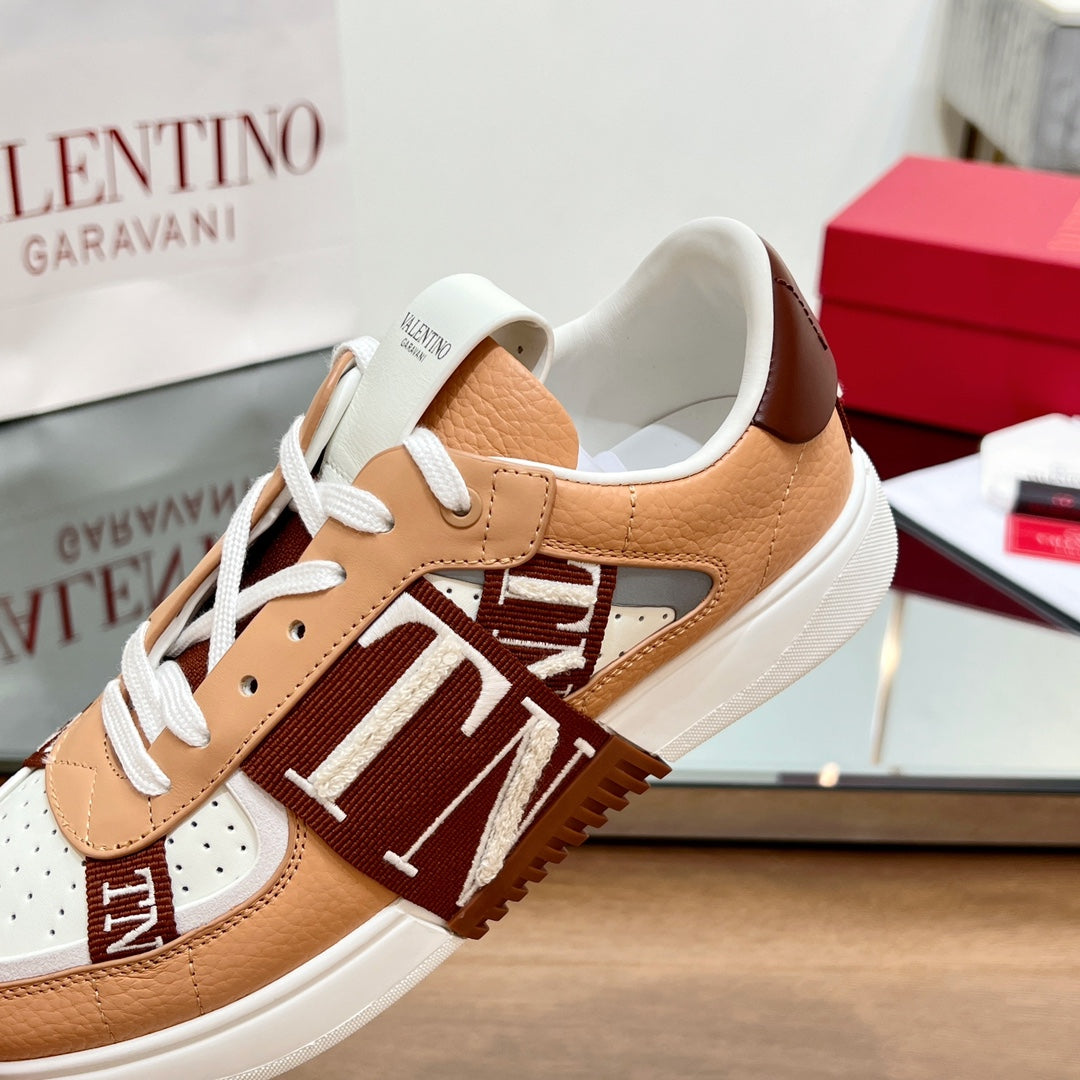 valenti low top vl7n white orange calfskin burgundy canvas