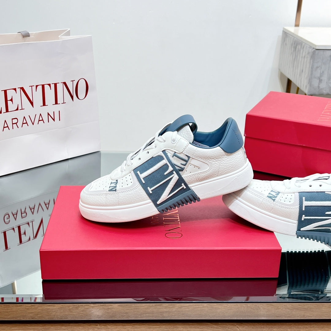 valenti low top vl7n white blue calfskin blue canvas