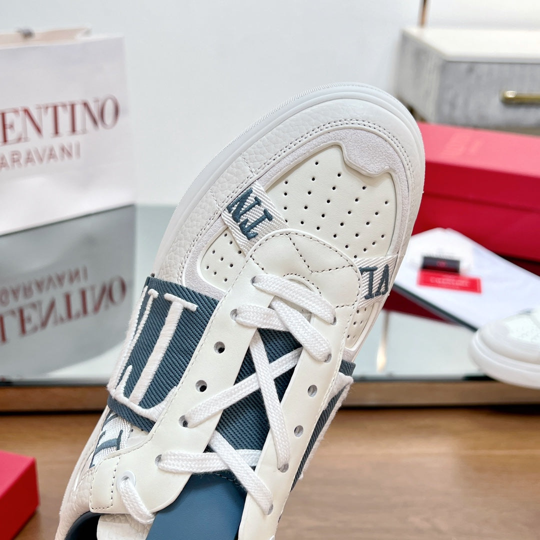 valenti low top vl7n white blue calfskin blue canvas