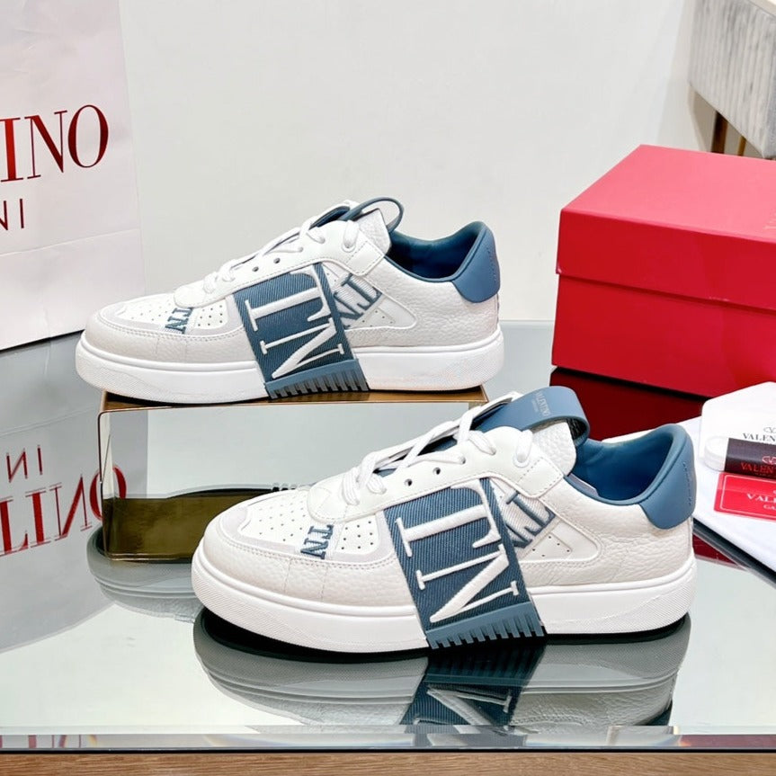 valenti low top vl7n white blue calfskin blue canvas