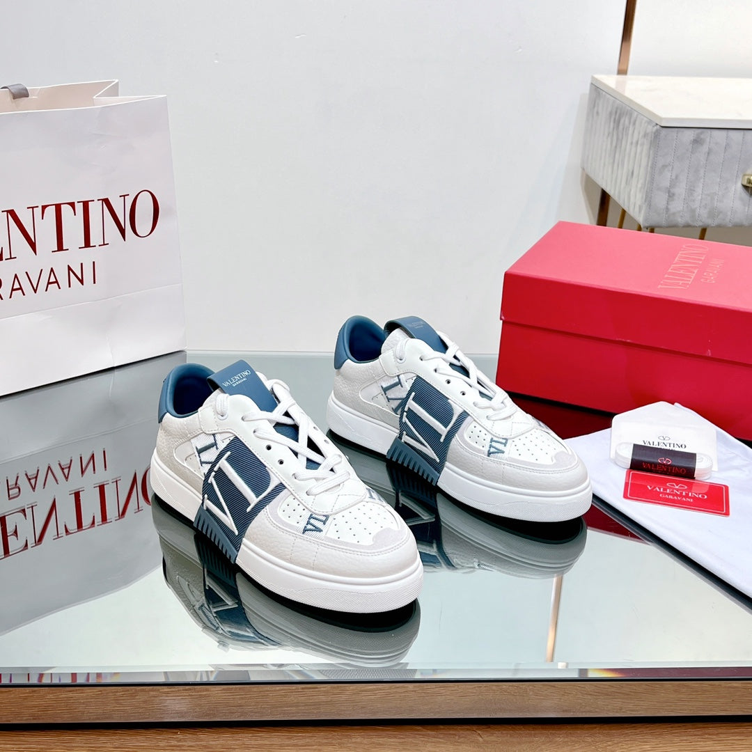 valenti low top vl7n white blue calfskin blue canvas