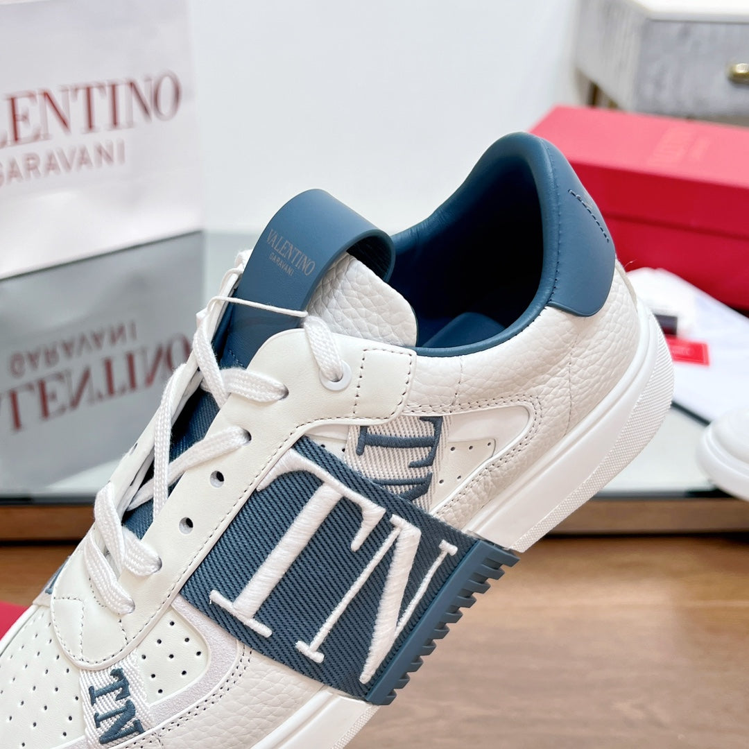 valenti low top vl7n white blue calfskin blue canvas