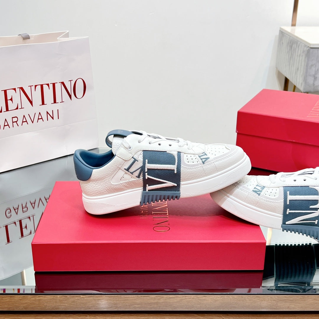 valenti low top vl7n white blue calfskin blue canvas