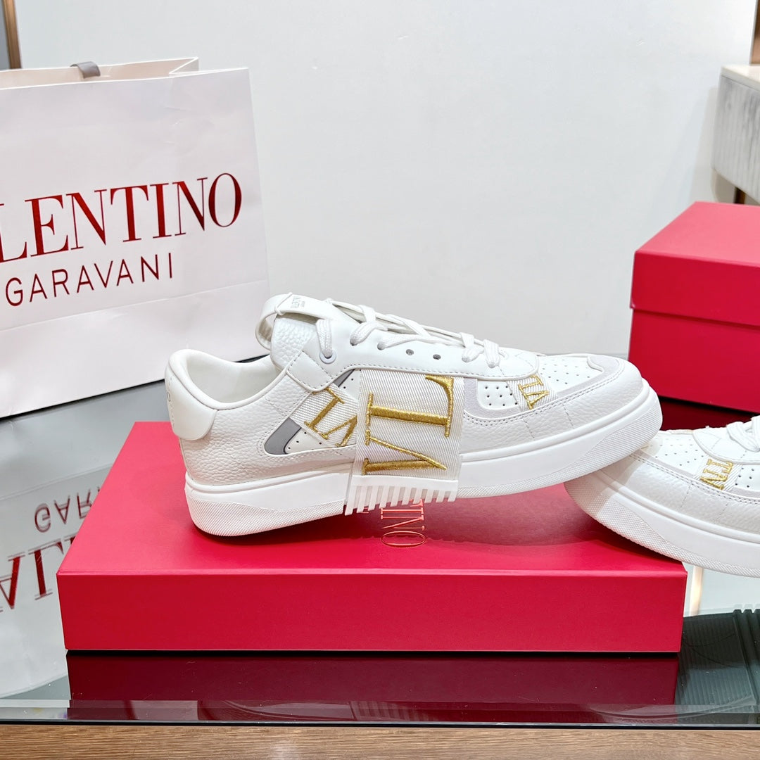 valenti low top vl7n white calfskin white gold canvas