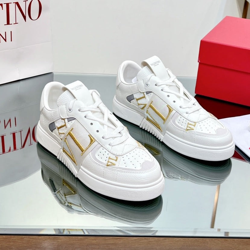 valenti low top vl7n white calfskin white gold canvas