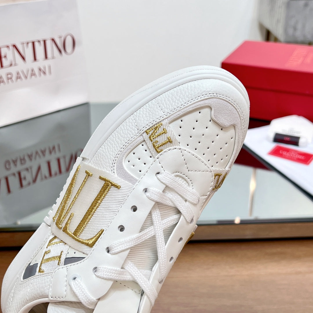 valenti low top vl7n white calfskin white gold canvas