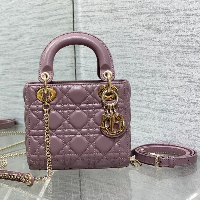 mini lady 17 blue lilac lambskin