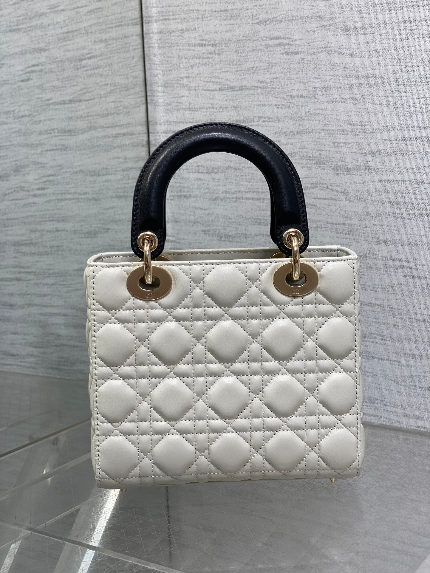 small lady 20 white black lambskin