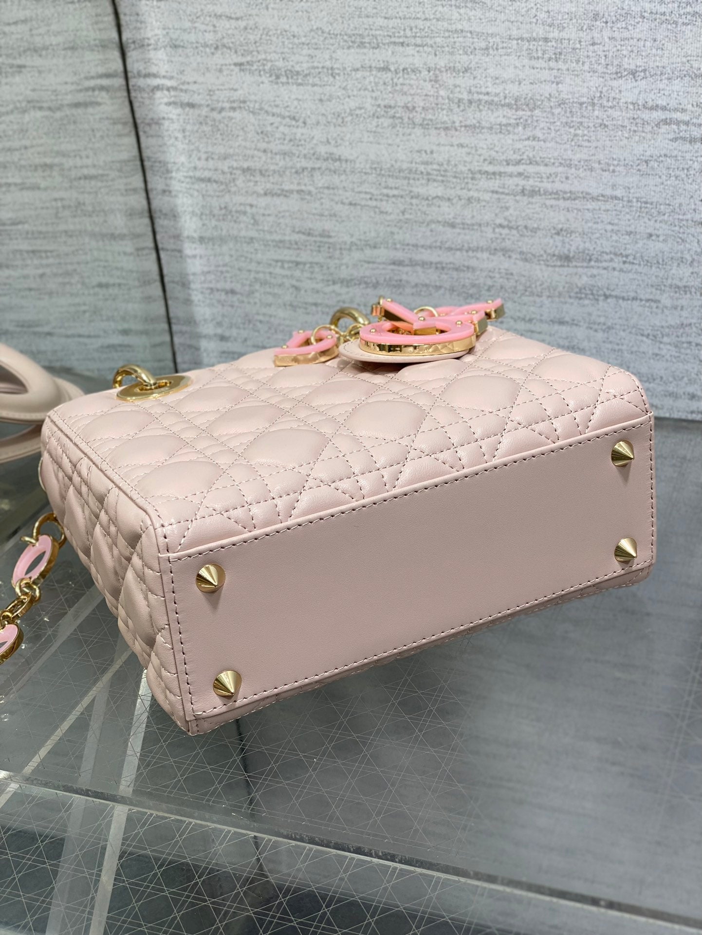 CD Lady Bag 20cm Pink Lambskin Pink Charm