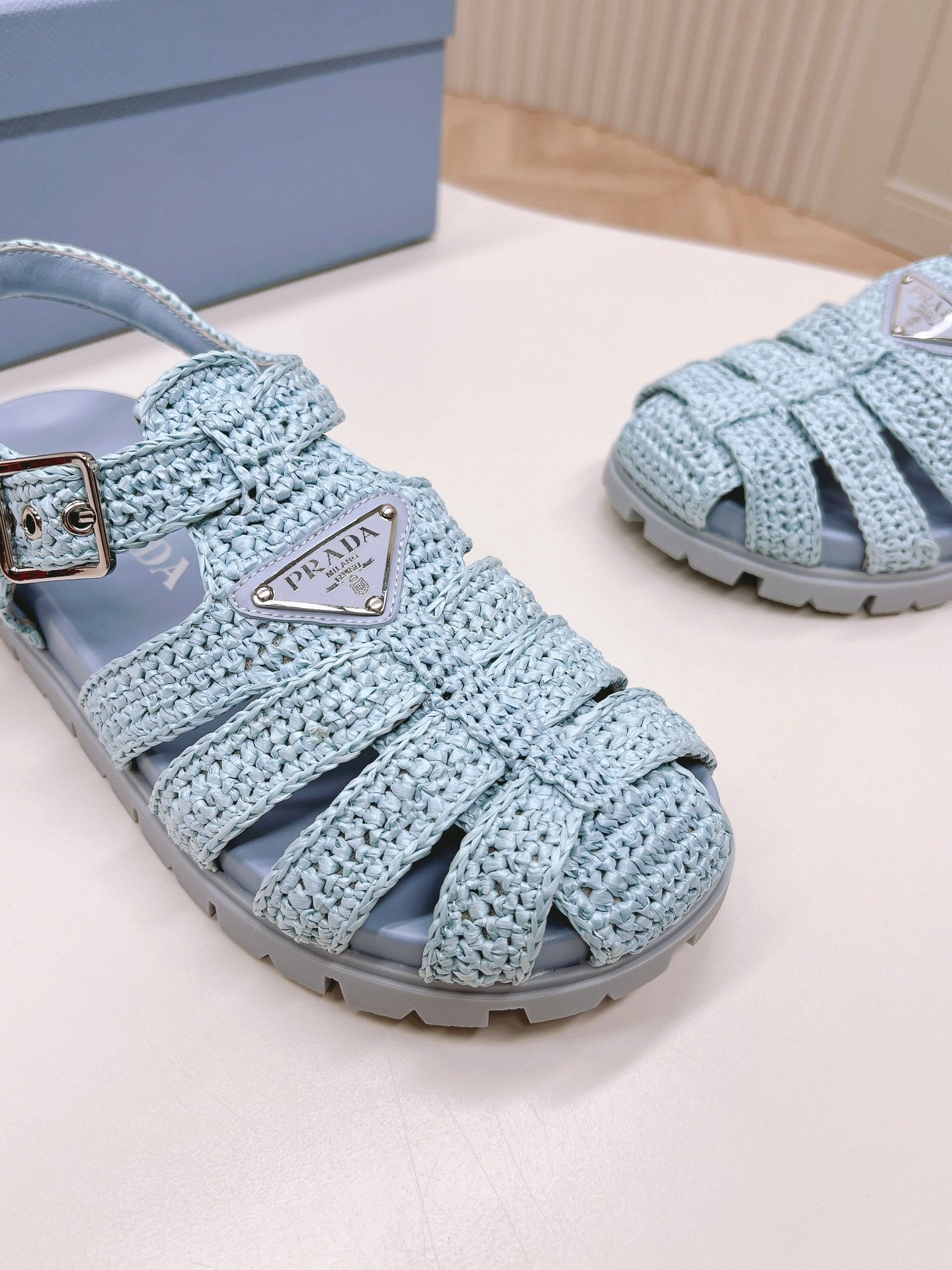 Monolith Crochet Cage Sandals 30 Baby Blue