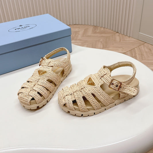 Monolith Crochet Cage Sandals 30 Beige