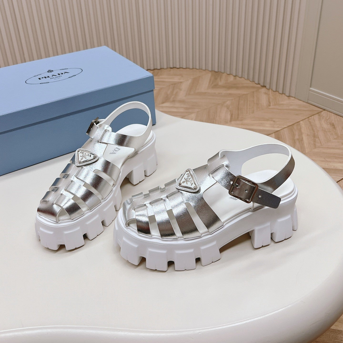 Pra Rubber Monolith Sandals 55 Silver White