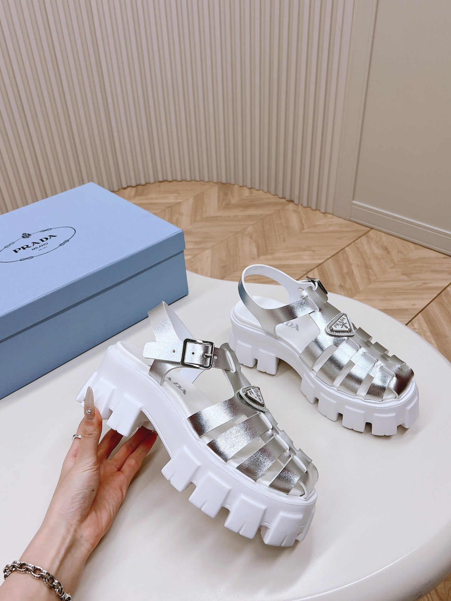 Pra Rubber Monolith Sandals 55 Silver White