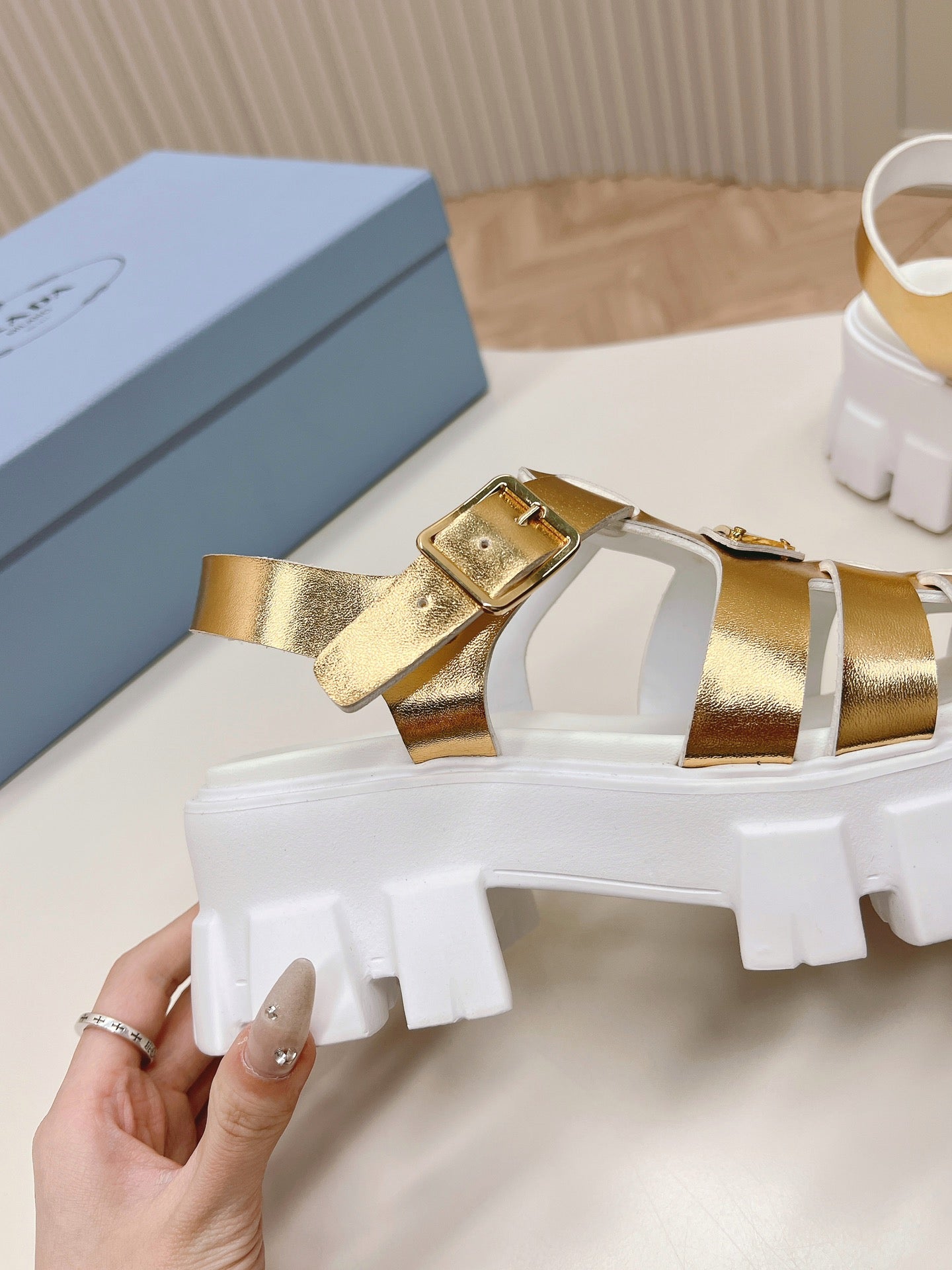 Pra Rubber Monolith Sandals 55 Gold White